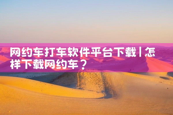 网约车打车软件平台下载